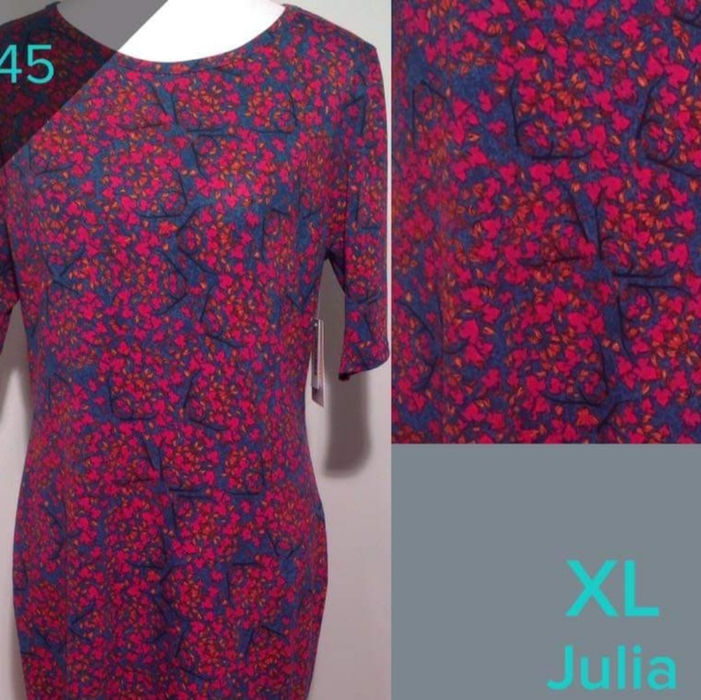 Lularoe Julia dress XL red and blue